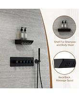 Casainc Luxury 5-Function Flush Mounted Thermostatic Shower System With Neck Massage Spout