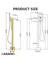 Casainc Freestanding Single Handle Floor Mounted Roman Tub Faucet Bathtub Filler with Hand Shower