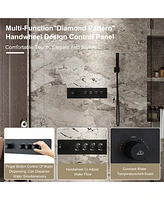 Casainc 4-Function Flush Mounted Thermostatic Shower System With Led Light and Remote Controls