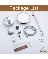 Casainc Rainfall Complete Shower System with 5-Setting Handheld and Rough Valve