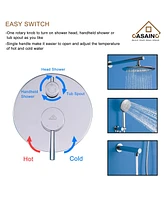 Casainc 3-Function Rainfall Complete Shower System with 5-Setting Handheld and Bath Spout