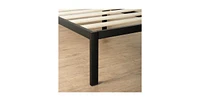 Slickblue Twin Modern Metal Platform Bed Frame with Headboard and Wooden Slats for Support