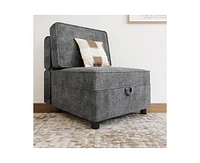 gaomon Chenille Single Seater, Middle Modular with Storage for Modular Sectional Sofa, 90°-180° Adjustable Backrest, Single Sofa for Section