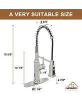 Casainc Pull Down Sprayer Kitchen Faucet with Infrared Sensor Induction Function and Deck Plate