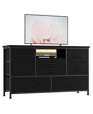 gaomon 8-Drawer Storage Cabinet Tv Cabinet for 55-Inch Tv Entertainment Center with Adjustable Led Lights Spacious Storage Cabinet with Electrical Out