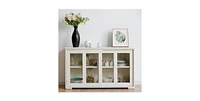 Slickblue Modern Wood Buffet Sideboard Cabinet with Glass Sliding Door for Elegant Storage