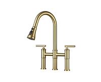 Casainc 2-Handle Bridge Kitchen Faucet with Three Function Pull-Down Sprayhead 1.8 Gpm