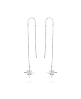 Bling Jewelry Minimalist Celestial Dangle Earrings North Star Threader in Sterling Silver