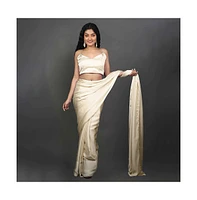 One Minute Saree Tia Cream Monochrome Satin Ready to Wear Sari