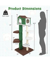 Gymax 7-Tier Modern Cat Tree Tower 61'' Cat Climbing Stand with Sisal Scratching Posts