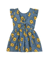 Winnie the Pooh Toddler Girls Disney Minnie Mouse Mickey Daisy Lilo & Stitch Princess Belle Ariel Chambray Skater Dress