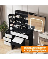 gaomon Bedroom Dresser with Electrical Outlet 4 Drawer Storage Cabinet Dresser