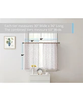 Hlc.me Audrey Embroidered Sheer Voile 3-Piece Kitchen Curtain Cafe Valance and Tiers