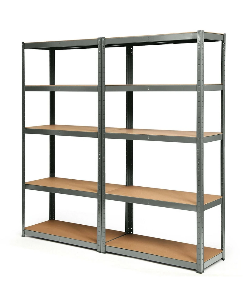 Gymax 2PCS 72'' Metal 5-Tier Garage Storage Rack Shelf Adjustable Freestanding