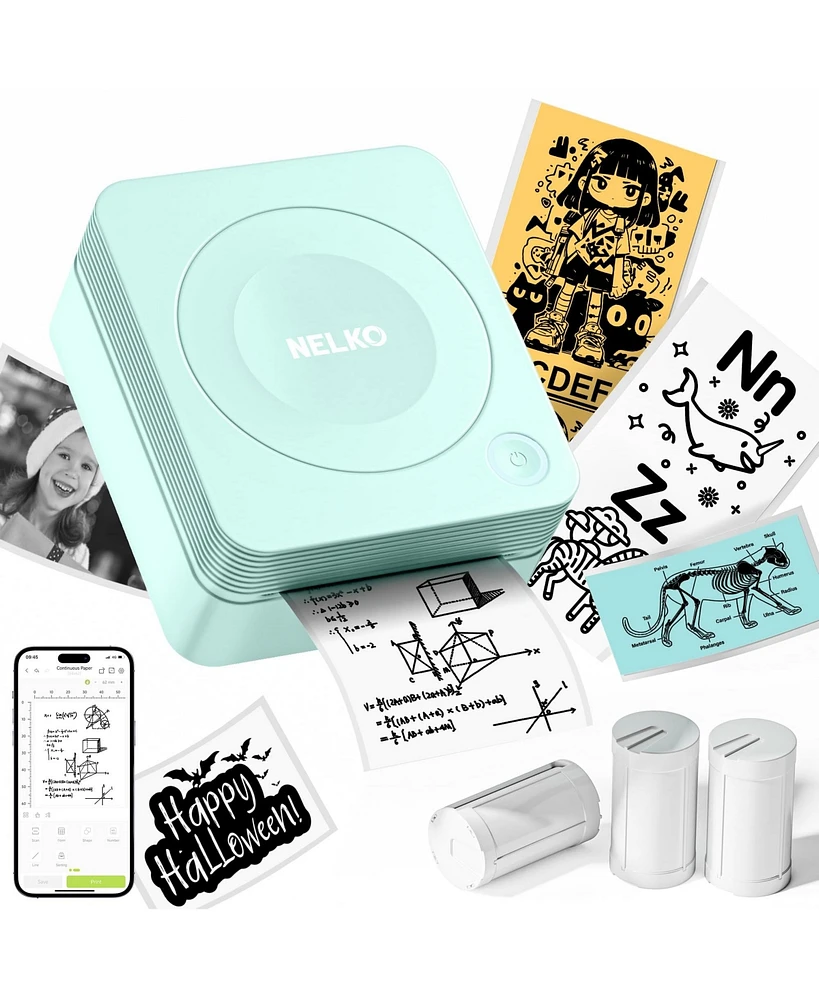 Nelko Sticker Printer, PM230 Mini Thermal Printer Bluetooth Portabel Sticker Maker with 3 Rolls of Paper, Print Pods Mini Printer with Multiple Templa