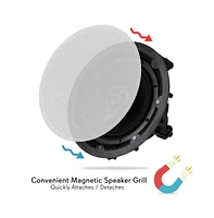 Pyle 8" In-Wall/In-Ceiling 2-Way Full Range Stereo Speakers with Magnetic Grill (600W Max)