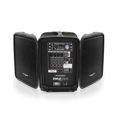 Pyle Bluetooth Pa Speaker & Amplifier Mixer System Kit - Dual Loudspeakers, 8-Channel Audio Mixer, MP3/Usb Reader