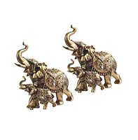 Fc Design "2-pc Set" 9.25"W Gold Thai Elephant and Cub with Trunk Up Figurine Statue Ornament Home Room Office Decor and Perfect Ideas for Housewarmin