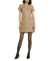Mac Duggal Women's Boucle Short Sleeve Mini Dress With Pockets