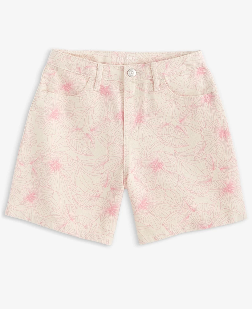 Epic Threads Little & Big Girls Floral-Print Denim Midi Shorts, Exclusively at Macy's