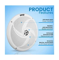 Pyle Dual 8" Waterproof Marine Speakers - 2-Way Full Range Stereo Sound, 160W (White