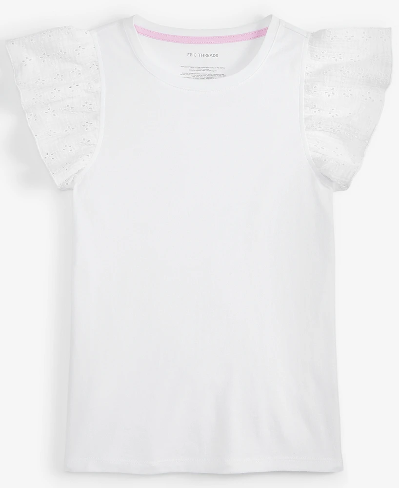 Epic Threads Kid Girl Eyelet-Flutter-Sleeve Top, Exclusively at Macy's