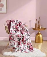 Betsey Johnson Classic Floral Ultra Soft Plush Fleece Throw, 70" X 50"