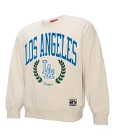 Mitchell & Ness Women's Cream Los Angeles Dodgers Cooperstown Collection Laurel Crew Pullover Sweatshirt