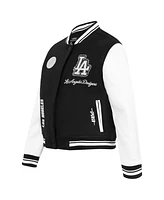 Pro Standard Women's Black Los Angeles Dodgers Cultivated Pearls Rib Wool Full-Zip Varsity Jacket