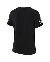 Wear by Erin Andrews x Gracie Hunt Women's Black New Orleans Saints Draft Me Lace-Up T-Shirt