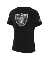 Wear by Erin Andrews x Gracie Hunt Women's Black Las Vegas Raiders Draft Me Lace-Up T-Shirt