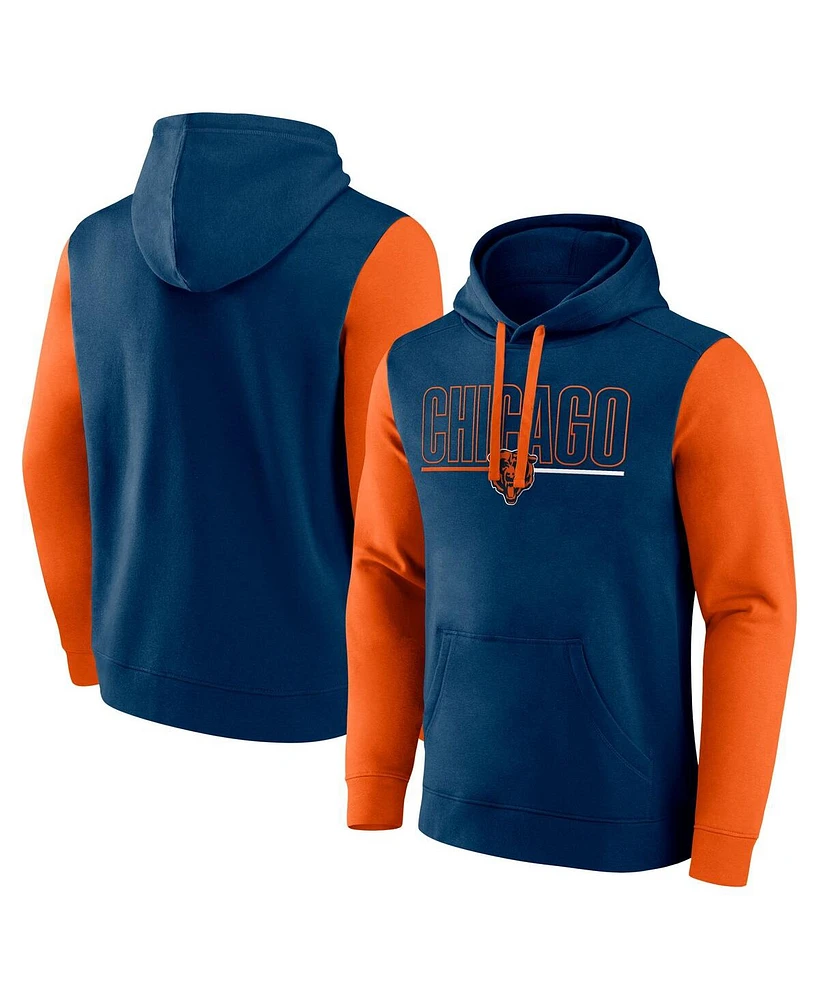 Fanatics Men's Navy/Orange Chicago Bears Outline Pullover Hoodie