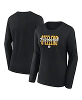 Logo Athletic Women's Black Pittsburgh Steelers Grip Long Sleeve T-Shirt