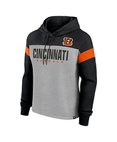 Fanatics Women's Heather Gray/Black Cincinnati Bengals Bold Play Call Pullover Hoodie