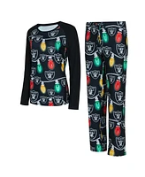 Concepts Sport Women's Las Vegas Raiders Garland Knit Raglan Long Sleeve T-Shirt Pants Set