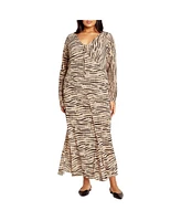 City Chic Plus Anthea Print Maxi Dress