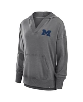 Fanatics Women's Heather Gray Michigan Wolverines Initiative Snow Wash French Terry V-Neck Pullover Hoodie