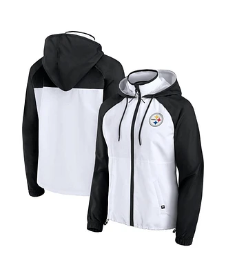 Fanatics Women's White Pittsburgh Steelers Full-Zip Anorak Hoodie Jacket