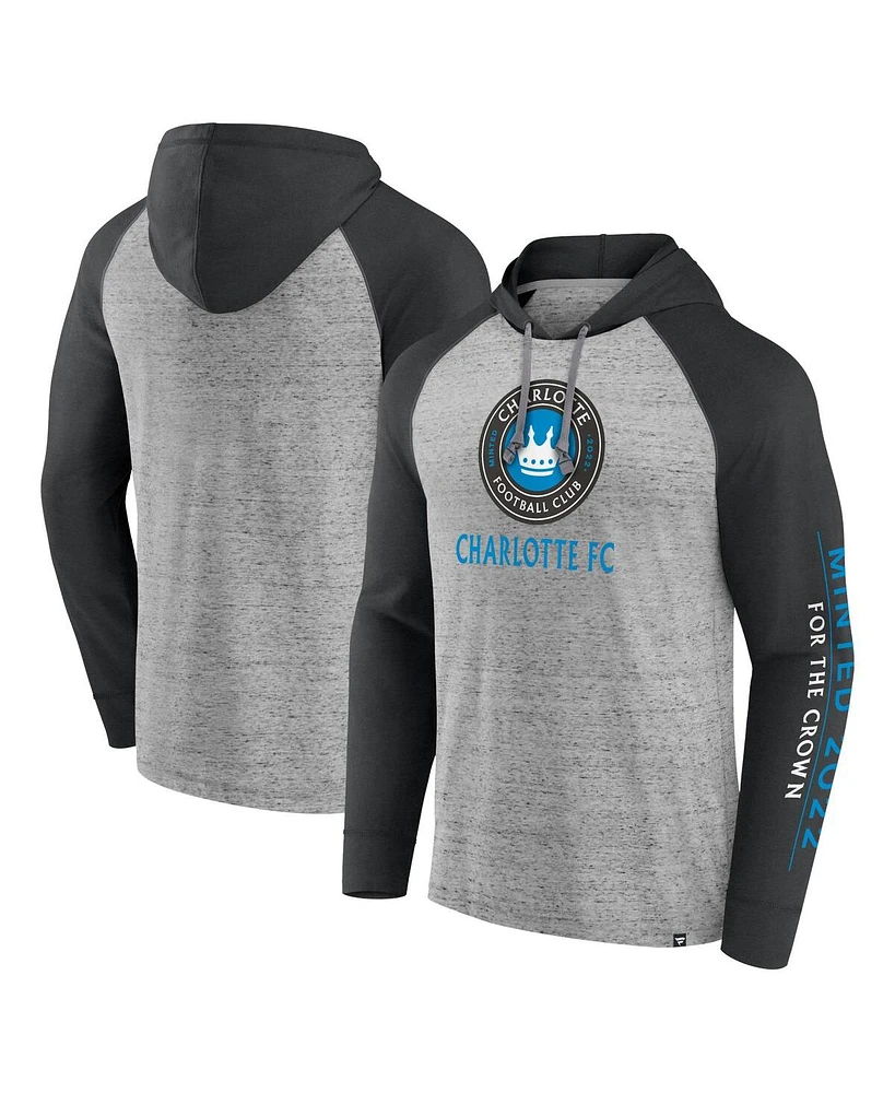 Fanatics Men's Steel Charlotte Fc Deflection Raglan Pullover Hoodie