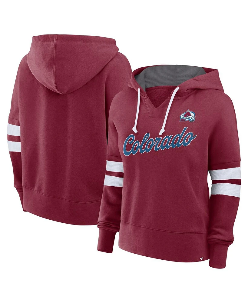 Fanatics Women's Burgundy/White Colorado Avalanche Seize Fleece Pullover Hoodie