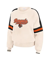 Wear by Erin Andrews Women's Cream Cincinnati Bengals Stripe Pullover Sweater