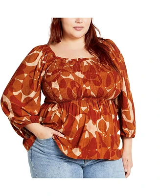 Plus Poppy Print Top