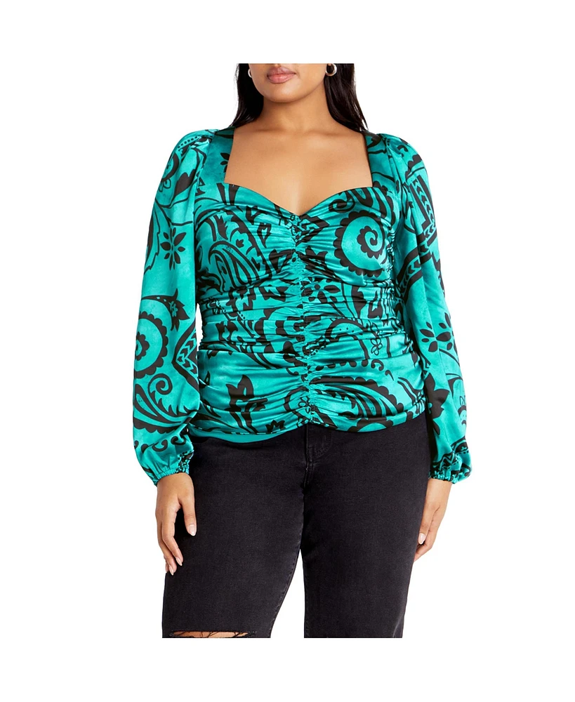 City Chic Plus Sienna Print Top