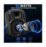 Pyle 15" Portable Wireless Bluetooth Pa Speaker System with Led Light, Remote & Microphone