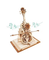 Robotime 3D Puzzle Model Wooden Model Kit Magic Cello Building Kit Desk, Beige, 8.1"7.3"9.3"