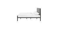 Slickblue Contemporary Metal Platform Bed with Upholstered Headboard for Modern Bedroom Style