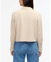 Ellen Tracy Women s Cropped Shirt with Embroidery