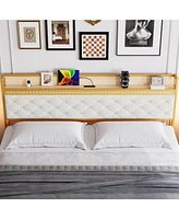 gaomon Bed Frame with Headboard and 2 Drawers, Metal Platform with Usb Ports and Outlets