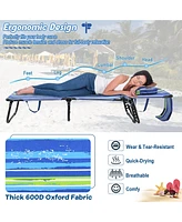 Gymax 5-Position Lounge Chair Adjustable Beach Chaise w/ Face Cavity & Pillows