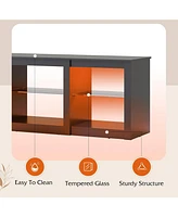Wlive TV Stand with Led Lights for Tvs up to 65 inch Entertainment Center Glass Shelves Modern Console Living Room Media Stor